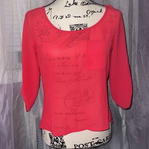Blood Orange Blouse with 3/4 Sleeves